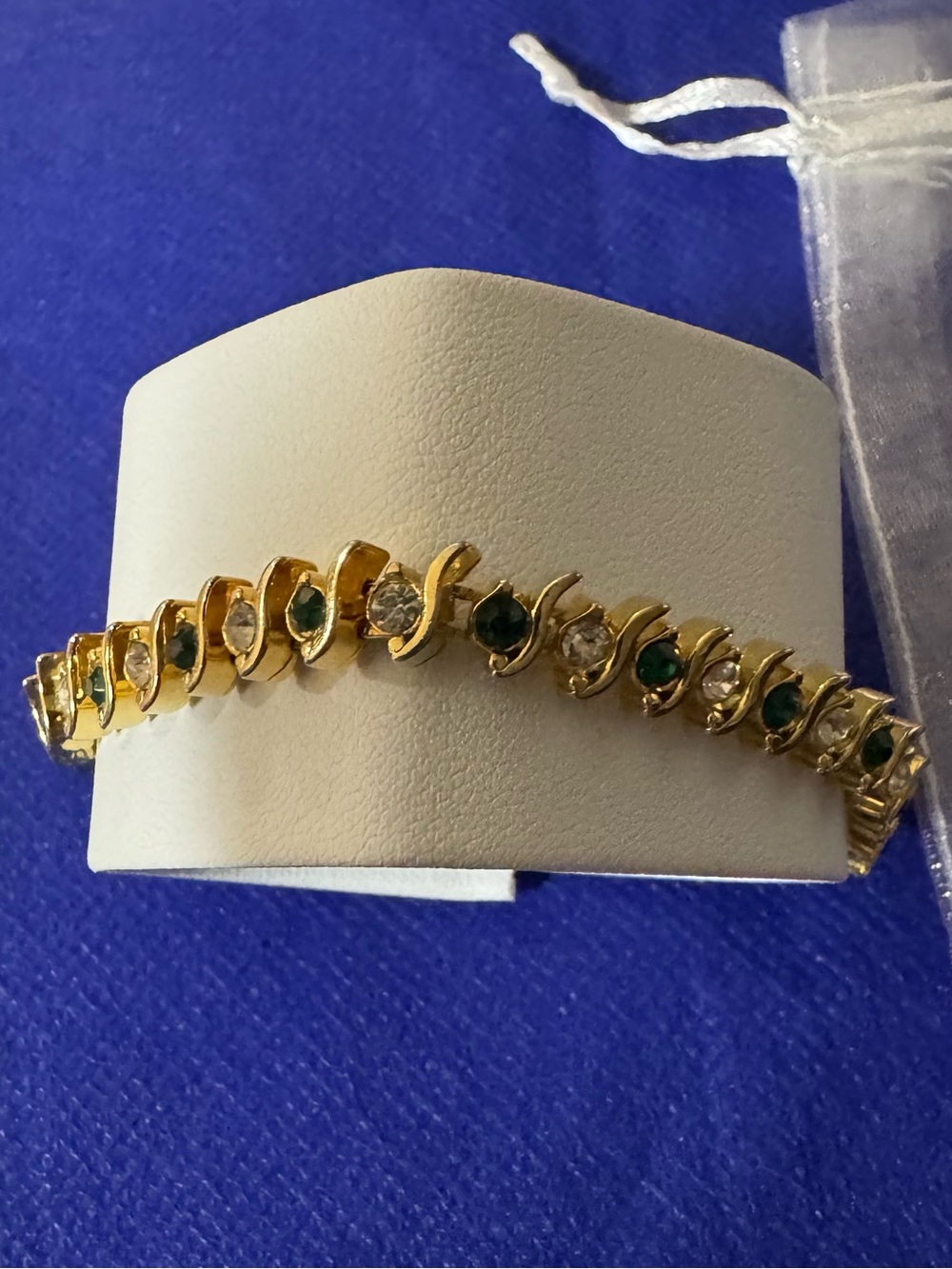 Elegant Golden Green/Clear Stone Tennis Bracelet - NWT - comes w/in mesh pouch.